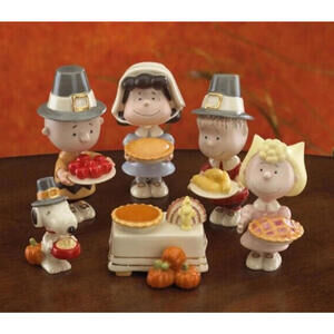 Lenox Peanuts Thanksgiving Day Figurine Set of 6 New In Box